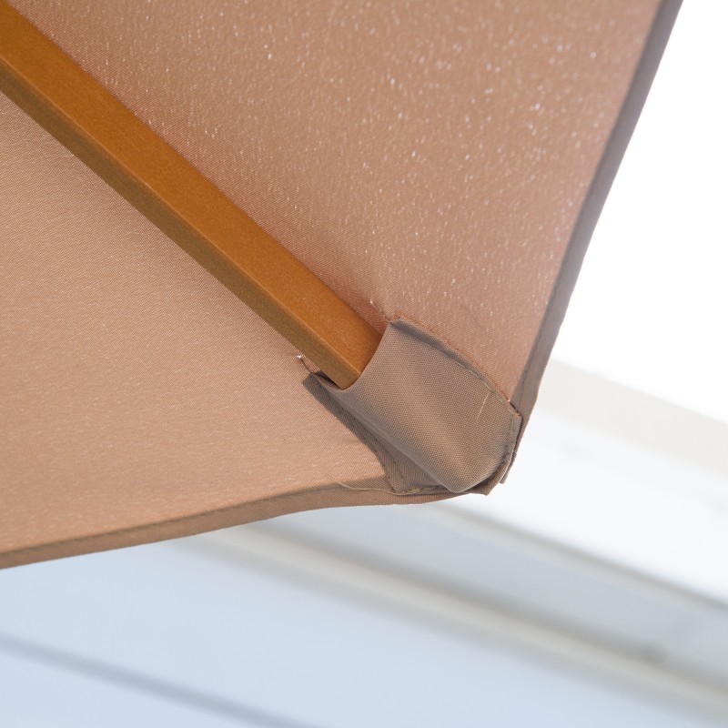 Aurinkovarjo puutarhaan ja terassille, puurunko, Ø 300 cm, UV-suojattu polyesteri, khaki