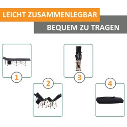 Leirisänky / retkisänky teräsrungolla, 190 x 68 x 52 cm, kantokassi, musta