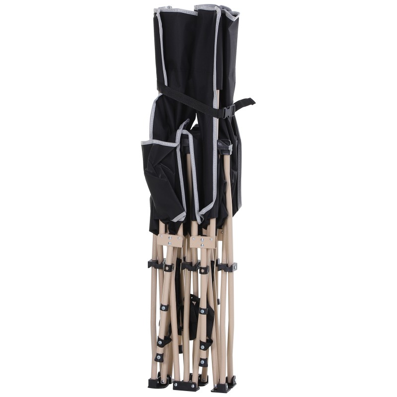 Leirisänky / retkisänky teräsrungolla, 190 x 68 x 52 cm, kantokassi, musta