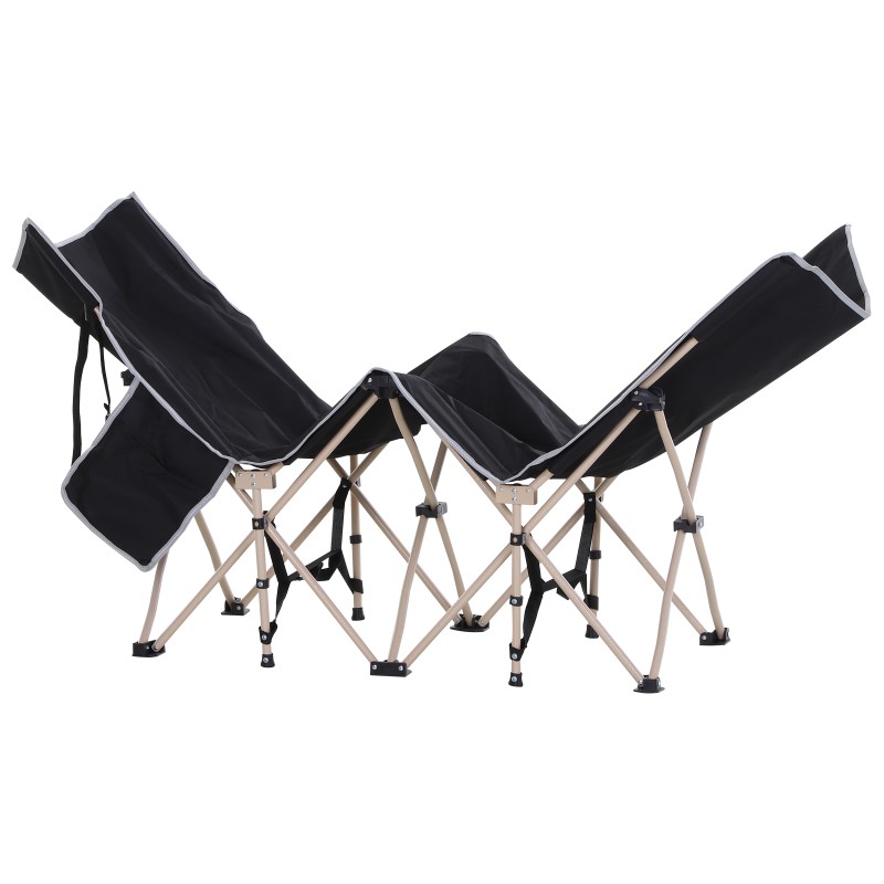 Leirisänky / retkisänky teräsrungolla, 190 x 68 x 52 cm, kantokassi, musta