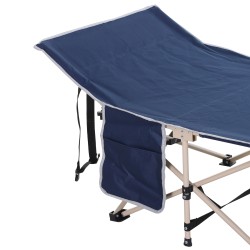 Retkisänky taitettava teräsrunko 190 x 68 x 52 cm sininen sisältää kantokassin