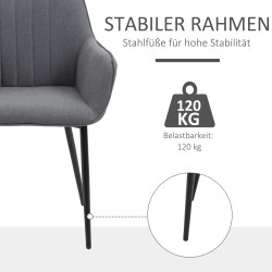 Ruokailutuolit käsinojilla pellava-metalli 59,5 x 56,5 x 81 cm 2 kpl tummanharmaa