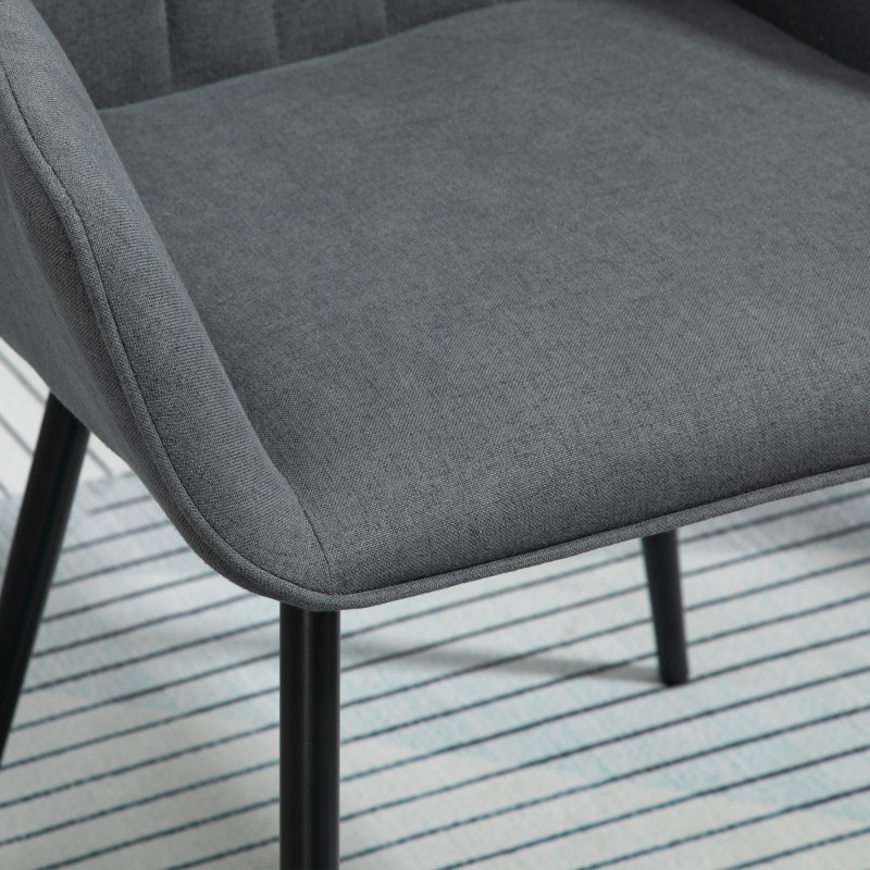 Ruokailutuolit käsinojilla pellava-metalli 59,5 x 56,5 x 81 cm 2 kpl tummanharmaa