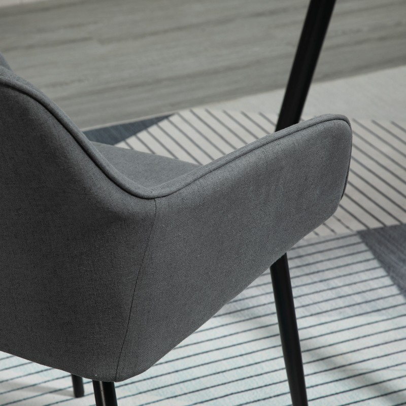 Ruokailutuolit käsinojilla pellava-metalli 59,5 x 56,5 x 81 cm 2 kpl tummanharmaa