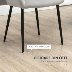 Ruokapöydän tuolisetti 2 kpl, samettimainen kangas, 54x57x80 cm, vaaleanharmaa