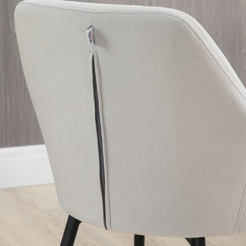 Ruokapöydän tuolisetti 2 kpl, samettimainen kangas, 54x57x80 cm, vaaleanharmaa