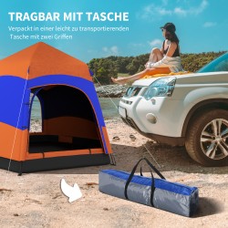 Kupoliteltta 4 hengelle, kaksikerroksinen pop up -teltta, kuusikulmainen, vedenpitävä, oranssi