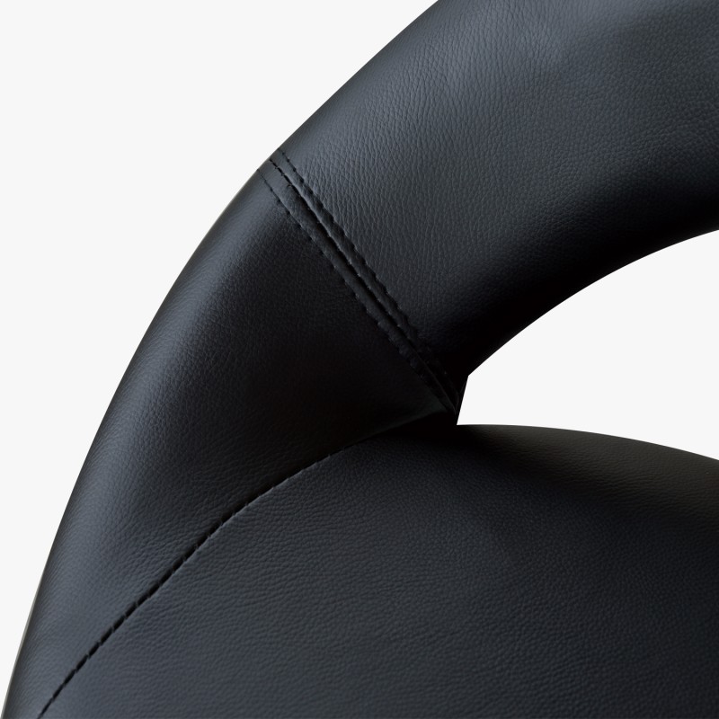 Korkeussäädettävä työjakkara selkänojalla, PU-keinonahka ja metalli, musta, 50 x 54 x 66–78 cm