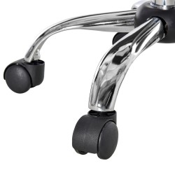 Kampaamotuoli rullilla, säädettävä ja pyörivä, samettimainen, kromijalka, ø35 x 49–61 cm, vaaleanharmaa