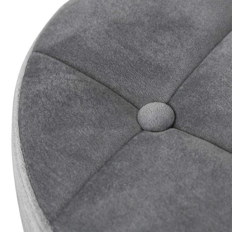 Kampaamotuoli rullilla, säädettävä ja pyörivä, samettimainen, kromijalka, ø35 x 49–61 cm, vaaleanharmaa