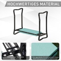 Puutarhan polvi- ja istuintuki teräsrunko EVA-pehmuste 58 x 28 x 49 cm tummanvihreä