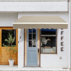 Terassimarkiisi seinäkiinnitys alumiinirunko 395 x 300 cm käsikäyttöinen beige