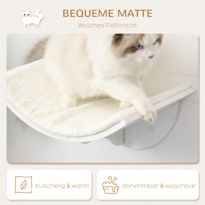 Kissan seinähylly lepotaso MDF/fleece 41 x 28 x 21 cm valkoinen, enintään 10 kg