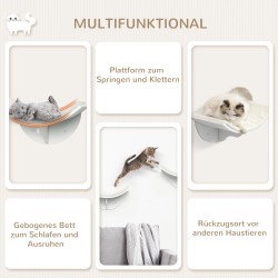 Kissan seinähylly lepotaso MDF/fleece 41 x 28 x 21 cm valkoinen, enintään 10 kg