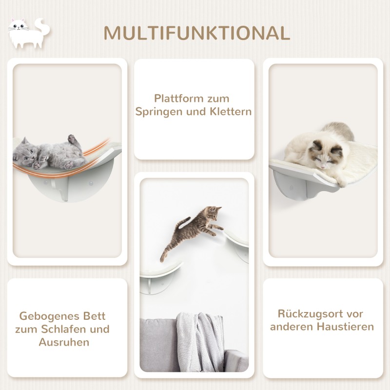 Kissan seinähylly lepotaso MDF/fleece 41 x 28 x 21 cm valkoinen, enintään 10 kg