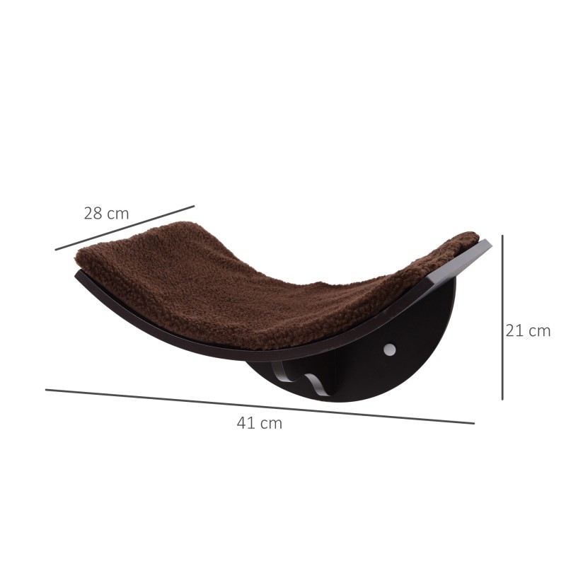 Kissan seinätaso ja leposänky, MDF/fleece, 41 x 28 x 21 cm, ruskea