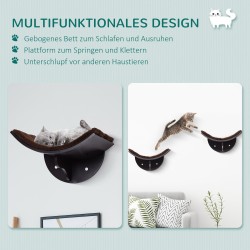 Kissan seinätaso ja leposänky, MDF/fleece, 41 x 28 x 21 cm, ruskea