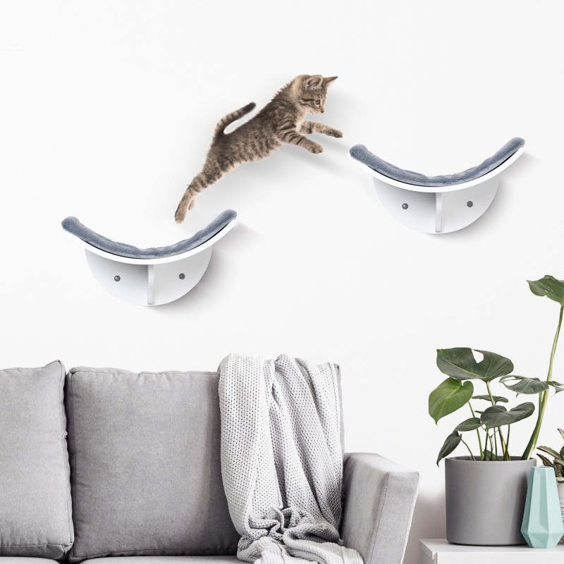 Seinään kiinnitettävä kissan lepotaso MDF/fleece 41 x 28 x 21 cm harmaa