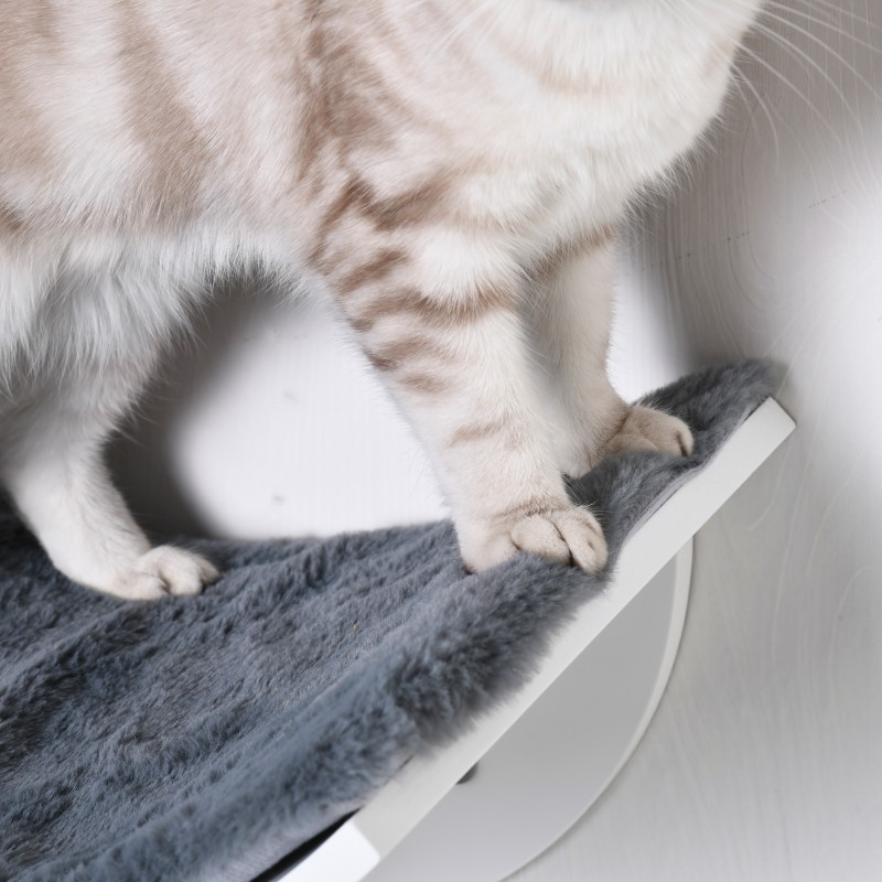 Seinään kiinnitettävä kissan lepotaso MDF/fleece 41 x 28 x 21 cm harmaa