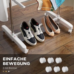 Siirrettävä pyykkiteline 3 tasoa ruostumaton teräs 142 x 55 x 152 cm valkoinen