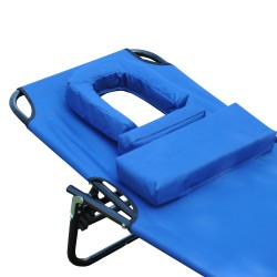 Kokoontaitettava aurinkotuoli puutarhaan, teräsrunko ja Oxford-kangas, sininen, selkänoja 4 asentoa, max 120 kg