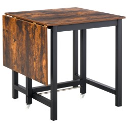 Taitettava ruokapöytä pyörillä teollinen metallirunko ja puukansi 118 x 70 x 76 5 cm ruskea