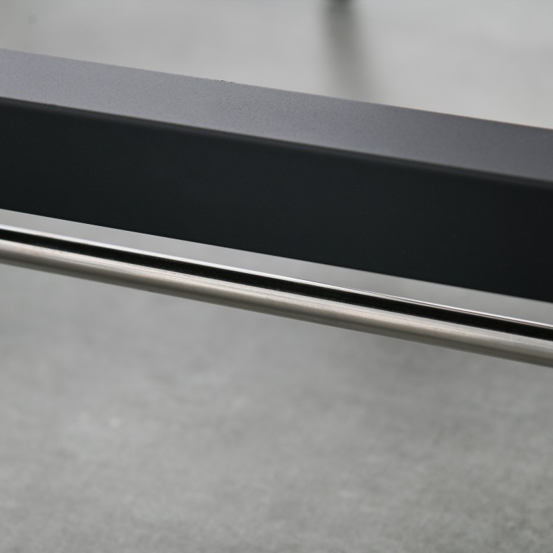 Taitettava ruokapöytä pyörillä, teollinen metallirunko ja puukansi, 118 x 70 x 76,5 cm, ruskea