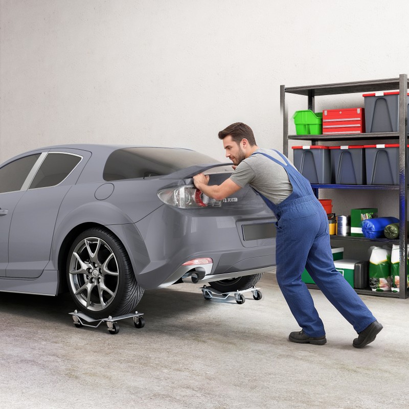 Auton siirtotelineet terästä 40,5 x 30 x 13,5 cm 2 kpl harmaa