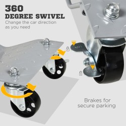 Auton siirtotelineet terästä 40,5 x 30 x 13,5 cm 2 kpl harmaa