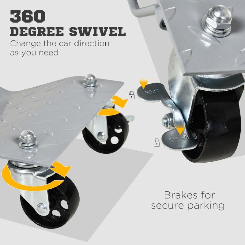 Auton siirtotelineet terästä 40,5 x 30 x 13,5 cm 2 kpl harmaa