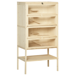 Hamsterihäkki ja pieneläinhäkki 5 tasoa kuusipuuta 60 x 40 x 120 cm luonnonsävy