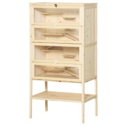 Hamsterihäkki ja pieneläinhäkki 5 tasoa kuusipuuta 60 x 40 x 120 cm luonnonsävy