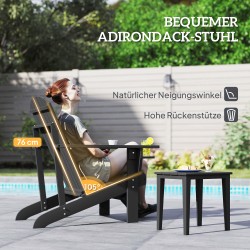 Adirondack puutarhatuoli mukitelineellä, tannenpuu, 72 x 95 x 93 cm, musta
