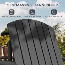 Adirondack puutarhatuoli mukitelineellä, tannenpuu, 72 x 95 x 93 cm, musta