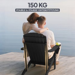 Adirondack puutarhatuoli mukitelineellä, tannenpuu, 72 x 95 x 93 cm, musta