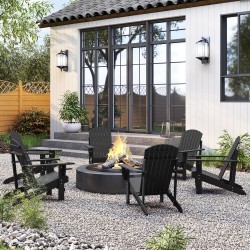 Adirondack puutarhatuoli mukitelineellä, tannenpuu, 72 x 95 x 93 cm, musta