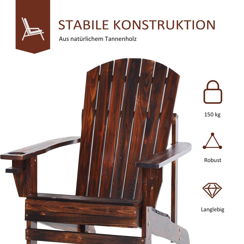 Adirondack puutarhatuoli mukitelineellä kuusipuuta 72 x 95 x 93 cm hiillostettu sävy