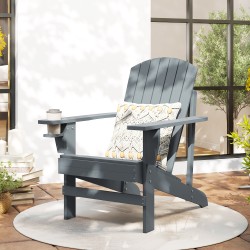 Adirondack puinen puutarhatuoli mukitelineellä, tannenpuu, tummanharmaa 72 x 95 x 93 cm