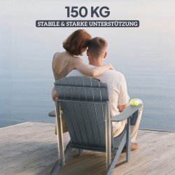 Adirondack puinen puutarhatuoli mukitelineellä, tannenpuu, tummanharmaa 72 x 95 x 93 cm