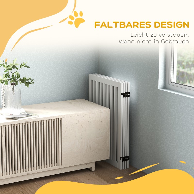 Lemmikkien turvaportti sisäkäyttöön, MDF, 4-osainen taittuva, 240 x 81 cm, valkoinen