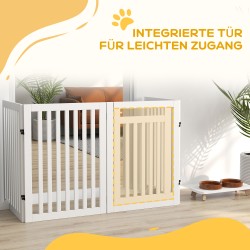 Lemmikkien turvaportti sisäkäyttöön, MDF, 4-osainen taittuva, 240 x 81 cm, valkoinen