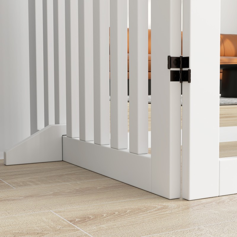 Lemmikkien turvaportti sisäkäyttöön, MDF, 4-osainen taittuva, 240 x 81 cm, valkoinen