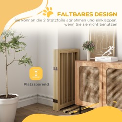 Koiraportti keskikokoisille koirille, mäntypuu, vapaasti seisova ja taittuva ovi- ja tukijaloilla, 220x36x91 cm, luonnonpuu