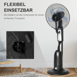 Lattiatuuletin ja ilmankostutin 2,8 L säiliöllä, 3 tilaa, kaukosäädin, musta Ø44,5 x 120 cm