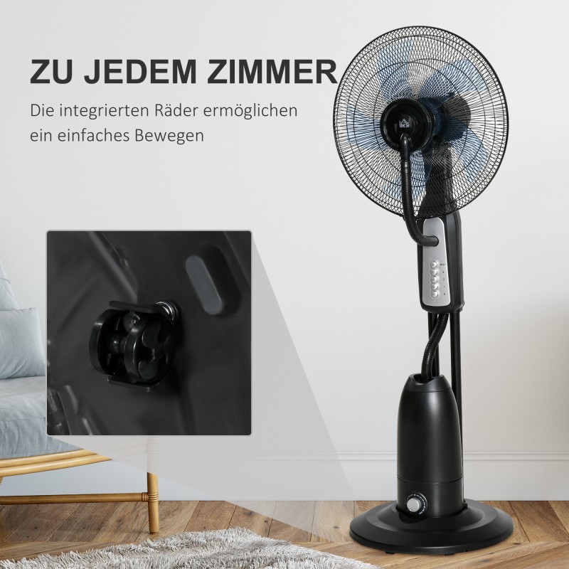 Lattiatuuletin vesijäähdytyksellä ja sumutuksella 120 cm, 2,8 L, 3 nopeutta, 70° oskillointi, 90 W, musta