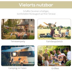 Puutarhapaviljonki lisäkatoksella teräsrunko 3 x 2,5 m kermanvalkoinen