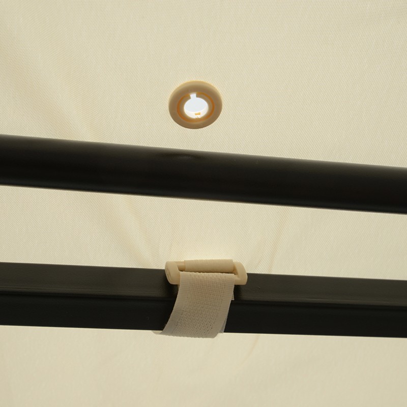 Puutarhapaviljonki lisäkatoksella teräsrunko 3 x 2,5 m kermanvalkoinen