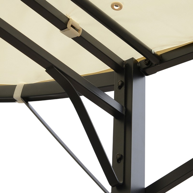 Puutarhapaviljonki lisäkatoksella teräsrunko 3 x 2,5 m kermanvalkoinen