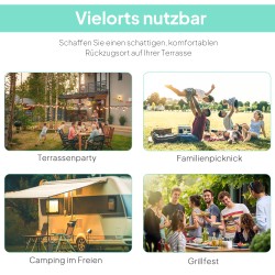 Puutarhapaviljonki käännettävällä lisäkatolla 3 x 2,5 m teräsrunkoinen musta/kermanvalkoinen