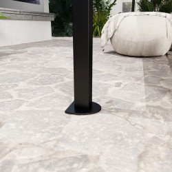 Puutarhapaviljonki käännettävällä lisäkatolla 3 x 2,5 m teräsrunkoinen musta/kermanvalkoinen